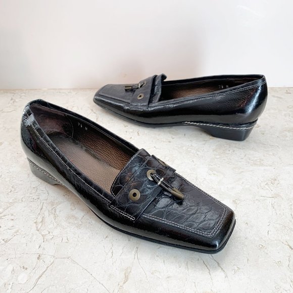 Sesto Meucci Devony Flats 7.5 Black Alligator $170 - Picture 1 of 8